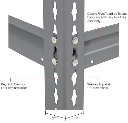 Global Industrial High Cap. Starter Rack 48Wx48Dx84H 3 Levels Wire Deck 1500lb Per Shelf GRY 15 Global Industrial High Cap. Starter Rack 48Wx48Dx84H 3 Levels Wire Deck 1500lb Per Shelf GRY - Image 15