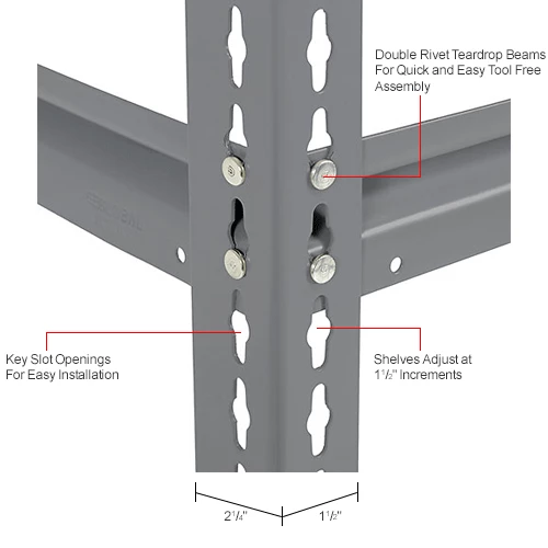 Global Industrial High Cap. Starter Rack 60Wx36Dx84H 3 Levels Wire Deck 1300lb Per Shelf GRY 15 Global Industrial High Cap. Starter Rack 60Wx36Dx84H 3 Levels Wire Deck 1300lb Per Shelf GRY - Image 15