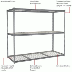 Global Industrial™ High Capacity Starter Rack 96x24x843 Levels Wire Deck 800lb Per Shelf GRY -Shelving Sales Store 580923GYIN 1wco