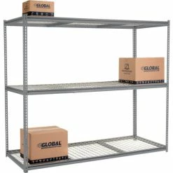 Global Industrial High Cap. Starter Rack 96Wx24Dx96H 3 Levels Wire Deck 800lb Per Shel Gray