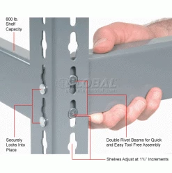 Global Industrial Wide Span Rack 96"W x 36"Dx 60"H With 3 Shelves No Deck 800 Lb Capacity Per Level - Gray -Shelving Sales Store 600231 2wco 4