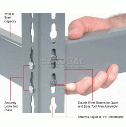 Global Industrial™ Additional Level For Wide Span Rack 96"Wx24"D No Deck 1100 Lb Capacity, Gray -Shelving Sales Store 600232 2wco 3