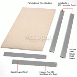 Global Industrial Additional Level For Wide Span Rack 96"W x 48"D Wood Deck 800 Lb Capacity - Gray -Shelving Sales Store 601235A 1wco