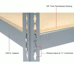 Global Industrial™ Wide Span Rack 48Wx36Dx60H, 3 Shelves Wood Deck 1200 Lb Cap. Per Level, Gray -Shelving Sales Store 601750 3wco 3