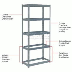 Global Industrial™ Extra Heavy Duty Shelving 36"W x 24"D x 72"H With 5 Shelves, No Deck, Gray -Shelving Sales Store 601873 1wco 2
