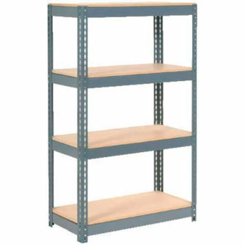 Global Industrial Extra Heavy Duty Shelving 36"W x 12"D x 60"H With 4 Shelves, Wood Deck, Gry 1 Global Industrial Extra Heavy Duty Shelving 36"W x 12"D x 60"H With 4 Shelves, Wood Deck, Gry
