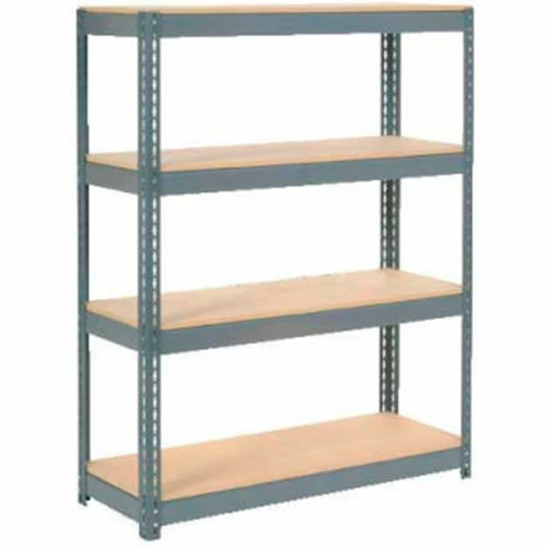 Global Industrial Extra Heavy Duty Shelving 48"W x 18"D x 60"H With 4 Shelves, Wood Deck, Gry 1 Global Industrial Extra Heavy Duty Shelving 48"W x 18"D x 60"H With 4 Shelves, Wood Deck, Gry