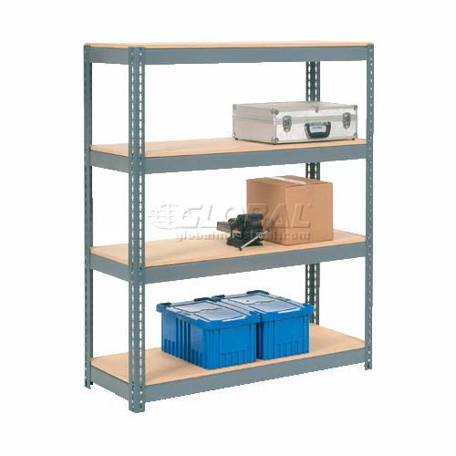 Global Industrial Extra Heavy Duty Shelving 48"W x 18"D x 60"H With 4 Shelves, Wood Deck, Gry 2 Global Industrial Extra Heavy Duty Shelving 48"W x 18"D x 60"H With 4 Shelves, Wood Deck, Gry - Image 2