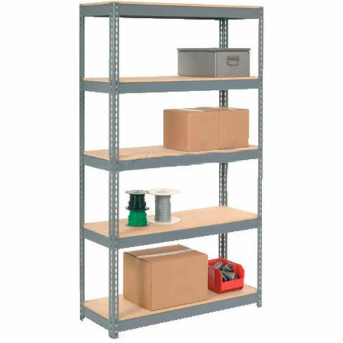 Global Industrial Extra Heavy Duty Shelving 48"W x 24"D x 72"H With 5 Shelves, Wood Deck, Gry 2 Global Industrial Extra Heavy Duty Shelving 48"W x 24"D x 72"H With 5 Shelves, Wood Deck, Gry - Image 2