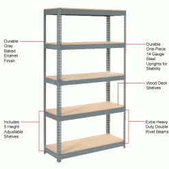 Global Industrial™ Extra Heavy Duty Shelving 48"W x 12"D x 96"H With 5 Shelves, Wood Deck, Gry -Shelving Sales Store 601888 1wco 6