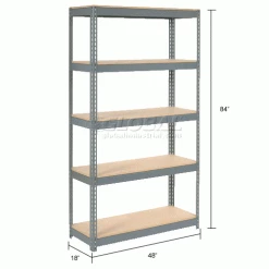 Global Industrial™ Extra Heavy Duty Shelving 48"W x 18"D x 84"H With 5 Shelves, Wood Deck, Gry -Shelving Sales Store 601888 dim