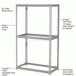 Global Industrial Expandable Starter Rack 96"W x 36"D x 84"H With 3 Levels No Deck 800 Lb Cap Per Level - Gray -Shelving Sales Store 785506GY 1wco