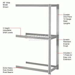 Global Industrial™ Expandable Add-On Rack 72x36x84, 3 Levels No Deck 750 Lb. Cap Per Level, GRY -Shelving Sales Store 785520GY 1wco 2