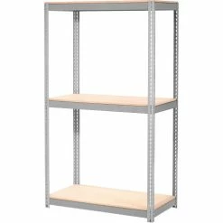 Global Industrial Expandable Add-On Rack 96"W x 48"D x 84"H With 3 Level Wood Deck 800 lb. Cap Per Level - Gray -Shelving Sales Store 785560GY 5