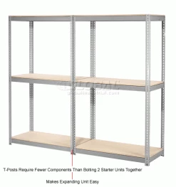 Global Industrial Expandable Add-On Rack 96"W x 48"D x 84"H With 3 Level Wood Deck 800 lb. Cap Per Level - Gray -Shelving Sales Store 785578GY 2wco 3