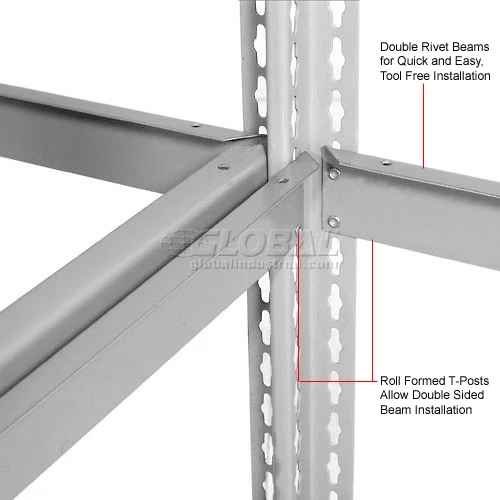 Global Industrial Expandable Add-On Rack 72x24x84, 3 Levels No Deck 750 Lb. Cap Per Level, GRY 13 Global Industrial Expandable Add-On Rack 72x24x84, 3 Levels No Deck 750 Lb. Cap Per Level, GRY - Image 13