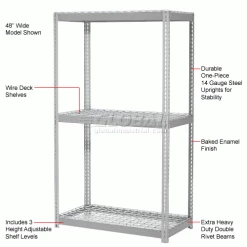 Global Industrial Expandable Starter Rack 36x24x84 3 Level Wire Deck 1500 lb. Cap Per Deck GRY 23 Global Industrial Expandable Starter Rack 36x24x84 3 Level Wire Deck 1500 lb. Cap Per Deck GRY -Shelving Sales Store 785609GY 1wco