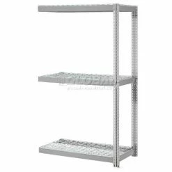 Global Industrial™ Expandable Add-On Rack 48x18x84 3 Level Wire Deck 1500 lb. Cap Per Level GRY