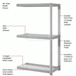 Global Industrial™ Expandable Add-On Rack 36x18x84 3 Level Wire Deck 1500 lb. Cap Per Level GRY -Shelving Sales Store 785627GY 1wco 1