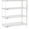 Nexel® Chrome, 4 Tier, Wire Shelving Add-On Unit, 54"W x 21"D x 54"H