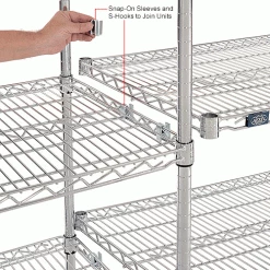 Nexel® Chrome, 4 Tier, Wire Shelving Add-On Unit, 48"W x 21"D x 54"H -Shelving Sales Store 796134IN 3wco