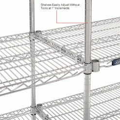 Nexel® Chrome, 4 Tier, Wire Shelving Add-On Unit, 60"W x 21"D x 74"H -Shelving Sales Store 796170IN 2wco