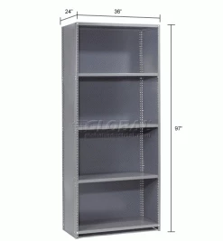Global Industrial™ Steel Shelving 20 Ga 36" Wx24" Dx97" H Closed Clip 5 Shelves Starter -Shelving Sales Store 796394 dim