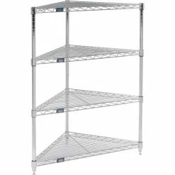 Nexel® Chrome, 4 Tier, Corner Wire Shelving 24"W x 18"D x 42"H