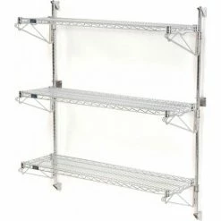 Nexel® Chrome Wall Mount Wire Shelving 72"W x 24"D x 54"H 3 - Shelf Starter -Shelving Sales Store 798152