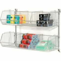 Nexel Wall Mount Basket Kit 48"W x 14"D x 9"H (2 Basket) Chrome -Shelving Sales Store 798313 02 4