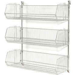 Nexel Wall Mount Basket Kit 36"W x 20"D x 12"H (3 Basket) Chrome