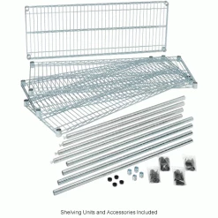 Nexel® Chrome, 4 Tier, Wire Shelving Starter Unit, 36"W X 18"D X 74"H -Shelving Sales Store 798768NCIN 3wco
