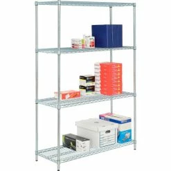Nexel® Zinc Chromate, 4 Tier, Wire Shelving Starter Unit, 48"W x 18"D x 74"H -Shelving Sales Store 798769 02 7
