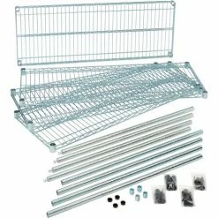 Nexel® Zinc Chromate, 4 Tier, Wire Shelving Starter Unit, 48"W x 18"D x 74"H -Shelving Sales Store 798769 04 7