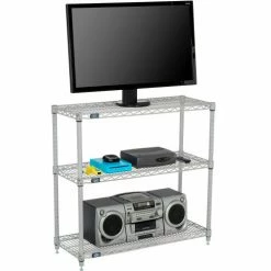 Nexel®, Nexelate®, Silver Epoxy, 3 Tier, Wire Shelving Starter Unit, 48"W x 14"D x 34"H