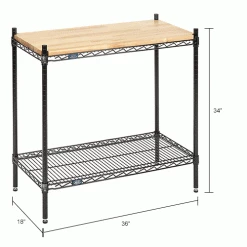 Nexel® Black Epoxy, 2 Tier, Display Unit, 36"W x 18"D x 34"H 9 Nexel® Black Epoxy, 2 Tier, Display Unit, 36"W x 18"D x 34"H -Shelving Sales Store 806442B2IN dim
