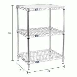 Nexel® Poly-Z-Brite®, 3 Tier, Single Station Microwave Shelving, 24"W x 18"D x 34"H -Shelving Sales Store 806449SIN dim