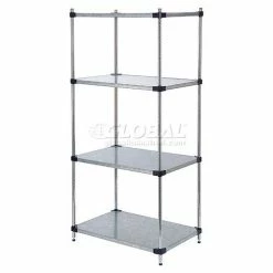 Nexel® Galvanized Steel, 4 Tier, Solid Shelving Starter Unit, 48"Wx24"Dx74"H