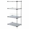 Nexel® Galvanized Steel, 4 Tier, Solid Shelving Add-On Unit, 42"Wx18"Dx54"H