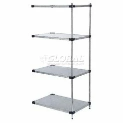 Nexel® Galvanized Steel, 4 Tier, Solid Shelving Add-On Unit, 54"Wx18"Dx54"H