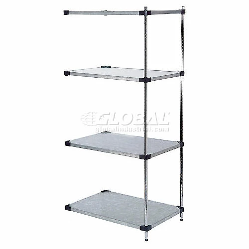 Nexel® Galvanized Steel, 4 Tier, Solid Shelving Add-On Unit, 54"Wx24"Dx74"H 1 Nexel® Galvanized Steel, 4 Tier, Solid Shelving Add-On Unit, 54"Wx24"Dx74"H