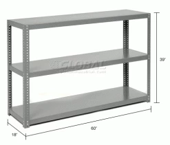 Global Industrial™ Extra Heavy Duty Shelving, 60"W x 18"D x 39"H, 3 Shelves, Gray -Shelving Sales Store 968602 dim