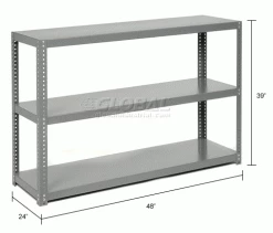 Global Industrial™ Extra Heavy Duty Shelving, 48"W x 24"D x 39"H, 3 Shelves, Gray -Shelving Sales Store 968604 dim