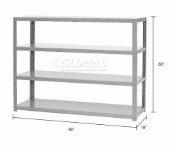 Global Industrial™ Extra Heavy Duty Shelving, 36"W x 18"D x 60"H, 4 Shelves, Gray -Shelving Sales Store 968720 dim