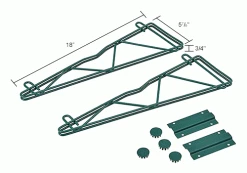 Nexel® Poly-Green® Single Arm Fixed Wall Bracket, 18" (Pair) -Shelving Sales Store AB18GZIN dim