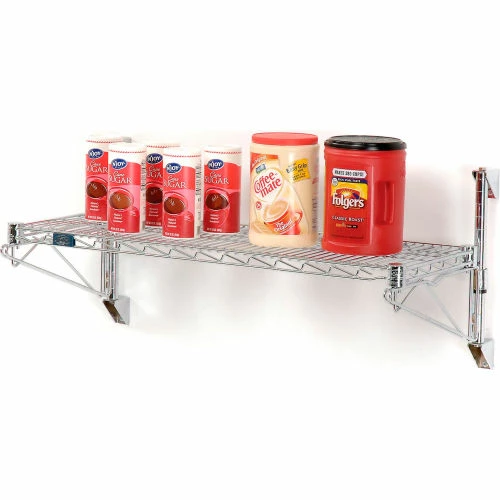 Nexel® Chrome Wall Mount Wire Shelving 72"W x 18"D x 14"H 1 - Shelf Starter 1 Nexel® Chrome Wall Mount Wire Shelving 72"W x 18"D x 14"H 1 - Shelf Starter