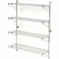 Nexel® Chrome Wall Mount Wire Shelving 48"W x 14"D x 63"H 4 - Shelf Starter