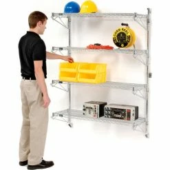 Nexel® Chrome Wall Mount Wire Shelving 48"W x 14"D x 63"H 4 - Shelf Starter -Shelving Sales Store B1137035 02 6