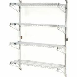 Nexel® Chrome Wall Mount Wire Shelving 48"W x 18"D x 63"H 4 - Shelf Starter -Shelving Sales Store B1137035 07 7