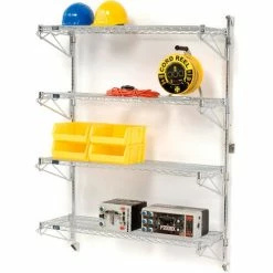 Nexel® Chrome Wall Mount Wire Shelving 48"W x 14"D x 63"H 4 - Shelf Starter -Shelving Sales Store B1137035 08